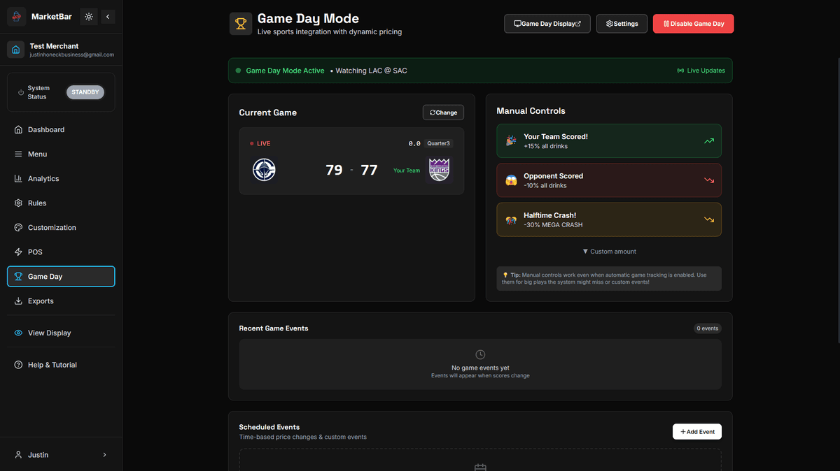 Game Day Mode in action